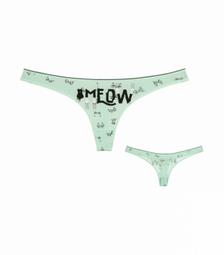 Жіночі трусики стрінги з принтом Meow