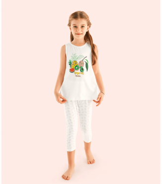 Піжама для дівчинки майка на широких бретелях та капрі з малюнком