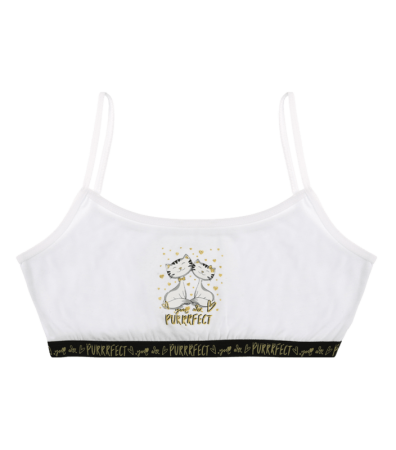 Підлітковий топ на тонких бретельках з принтом PURRRFECT