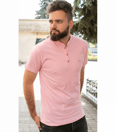 Однотонна футболка поло з коміром стійкою