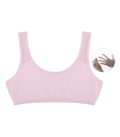 Підлітковий топ однотонний із прозорою вставкою на бретельках