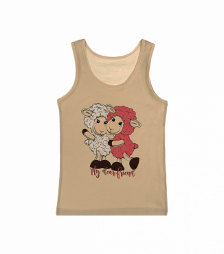 Детская майка на широких бретельках с рисунком овечки