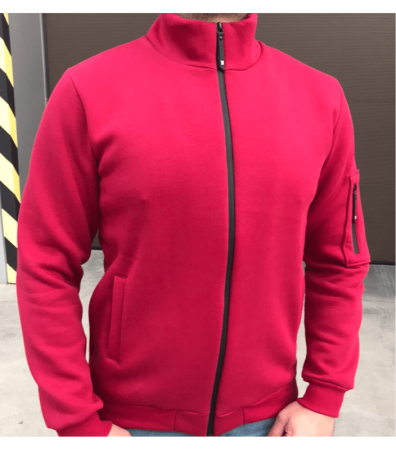 Батальная теплая кофта на молнии с накладным карманом на рукаве