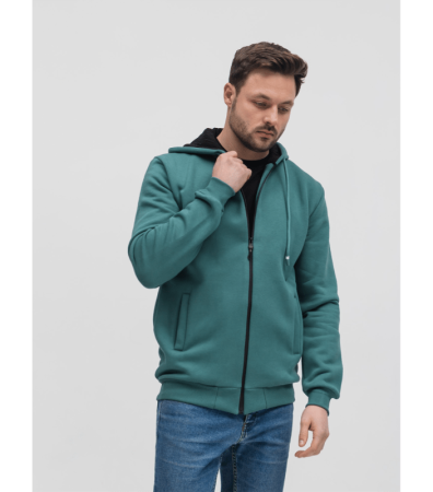 Теплая мужская кофта на молнии с капюшоном