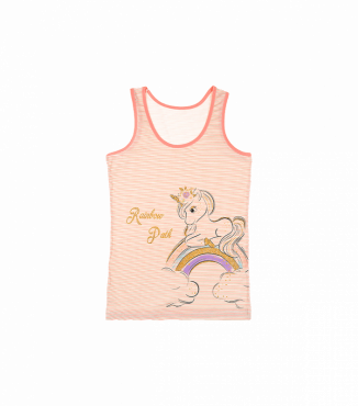 Майка на широких бретельках для девочки с рисунком единорога