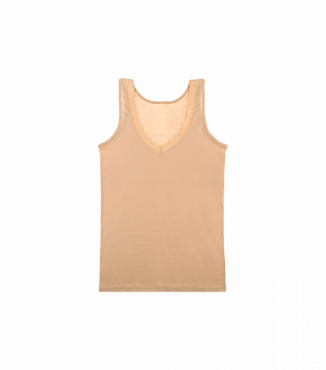 Бежевая майка женская на широких бретельках