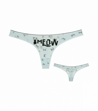 Женские трусики стринги с принтом Meow