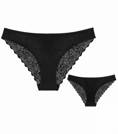 Чорні жіночі труси сліпи з мереживом