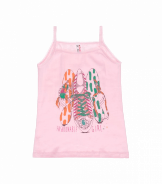 Майка с принтом для девочки на тонких бретелках