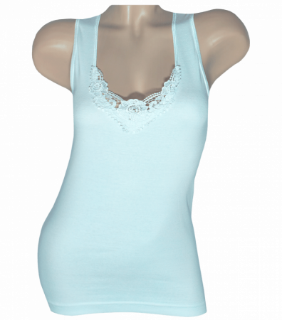 Женская майка на широких бретельках с кружевом