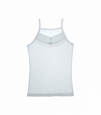 Майка  на тонких бретельках с кружевом