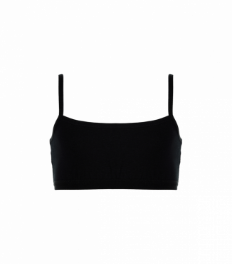 Чорний топ на тонких бретельках