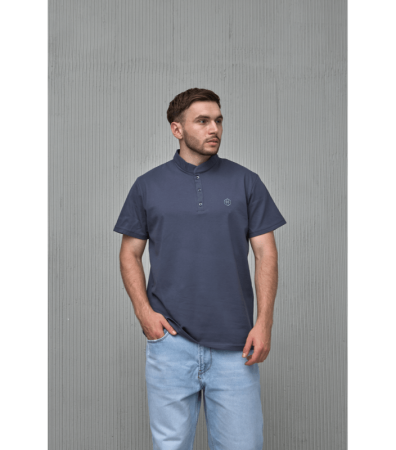 Чоловіча однотонна поло з коміром-стійкою великих розмірів