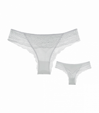 Белые трусы бразилианы с кружевом