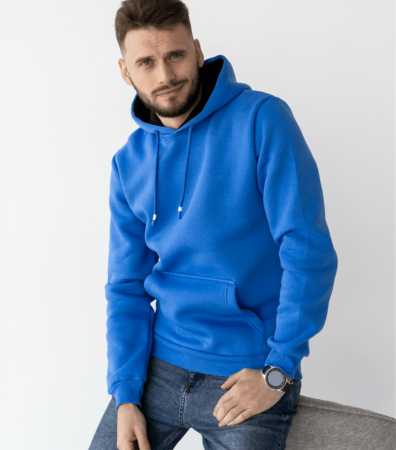 Однотонное классическое теплое худи