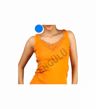 Женская майка на широких бретельках с кружевом