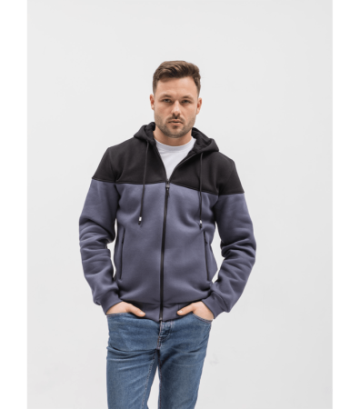 Тепла чоловіча комбінована кофта на застібці