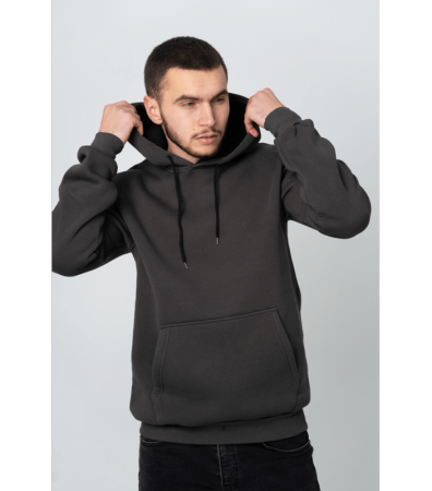 Однотонное классическое теплое худи