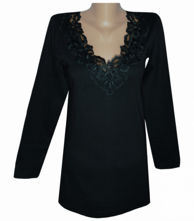 Однотонная футболка женская с длинным рукавом