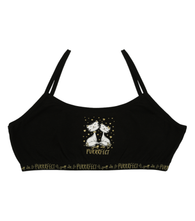 Підлітковий топ на тонких бретельках з принтом PURRRFECT