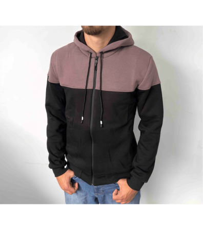 Теплая мужская комбинированная кофта на молнии