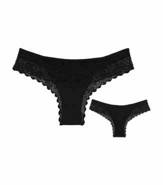 Чорні труси бразиліани з мереживом