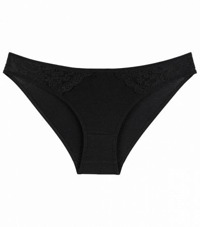 Черные женские трусы слипы с кружевом