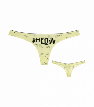 Жіночі трусики стрінги з принтом Meow