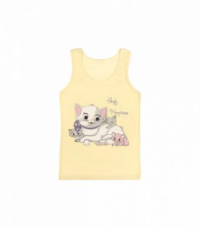 Майка на широких бретелях для дівчаток з принтом Кошенята