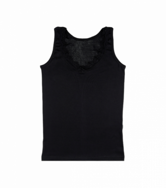 Черная майка женская на широких бретельках