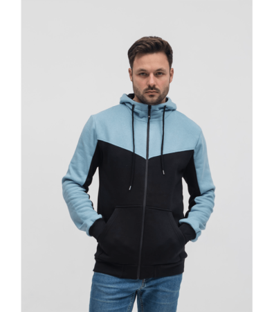 Тепла комбінована кофта на застібці