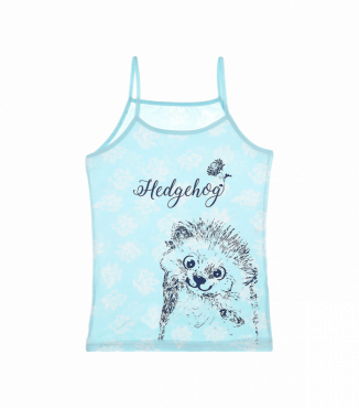 Майка на тонких бретельках для девочки с рисунком ёжика