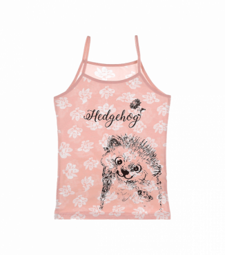 Майка на тонких бретельках для девочки с рисунком ёжика