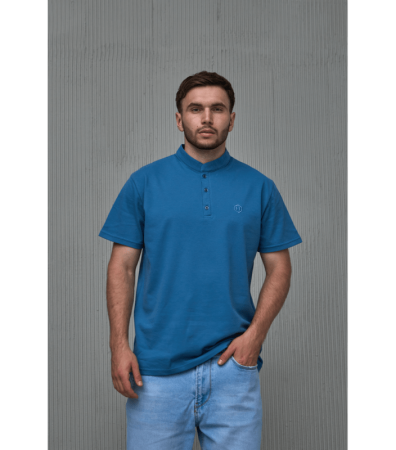 Мужская однотонная поло с воротником-стойкой больших размеров