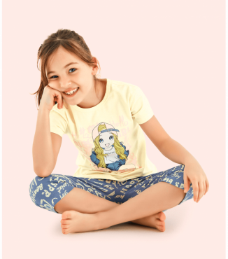 Детская пижама для девочки футболка и капри